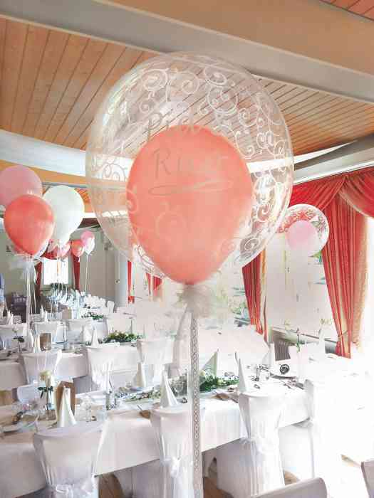 Rosa Festsaaldekoration in drei Varianten von Plambeck & Luftballonwelt.de