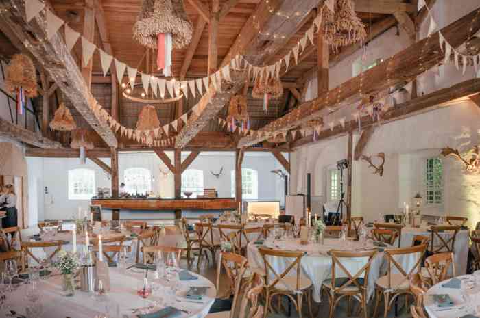 Die wunderschöne Reetdachscheune auf Gut Helmsdorf für Hochzeitsfeiern ab 60 Personen.